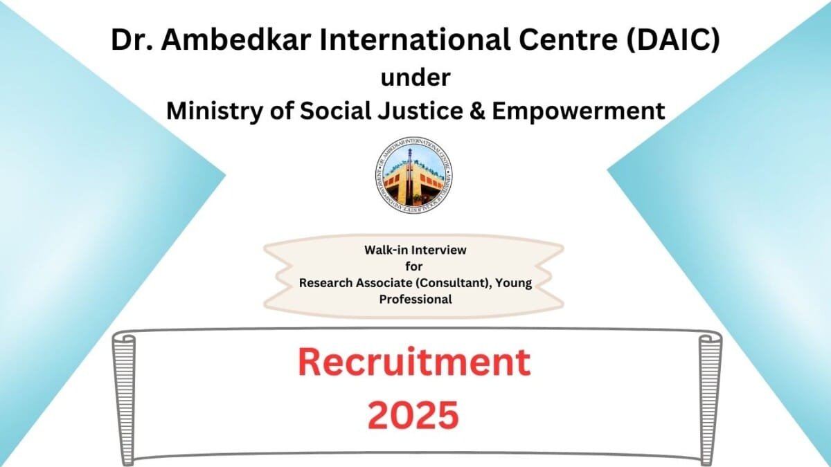 DAIC Recruitment 2025 – Apply for Research Associate & Young ...